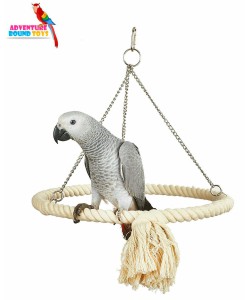 Adventure Bound Hanging Rope Ring Swing Parrot Toy 